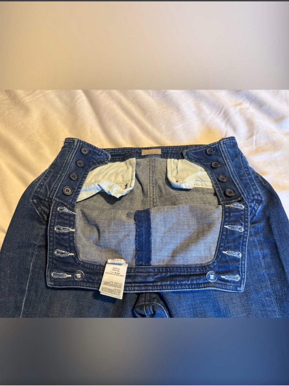 MOTHER Straight Leg Jeans in Blue Denim